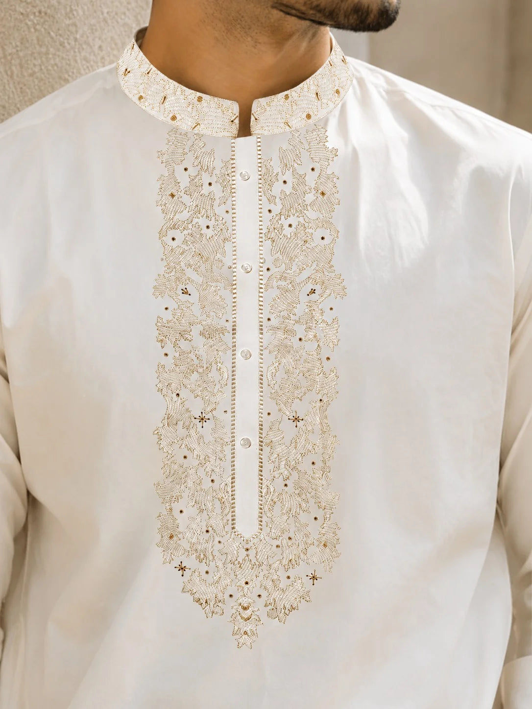 Men’s Heavy Front Embroidered Premium Boski Unstitched