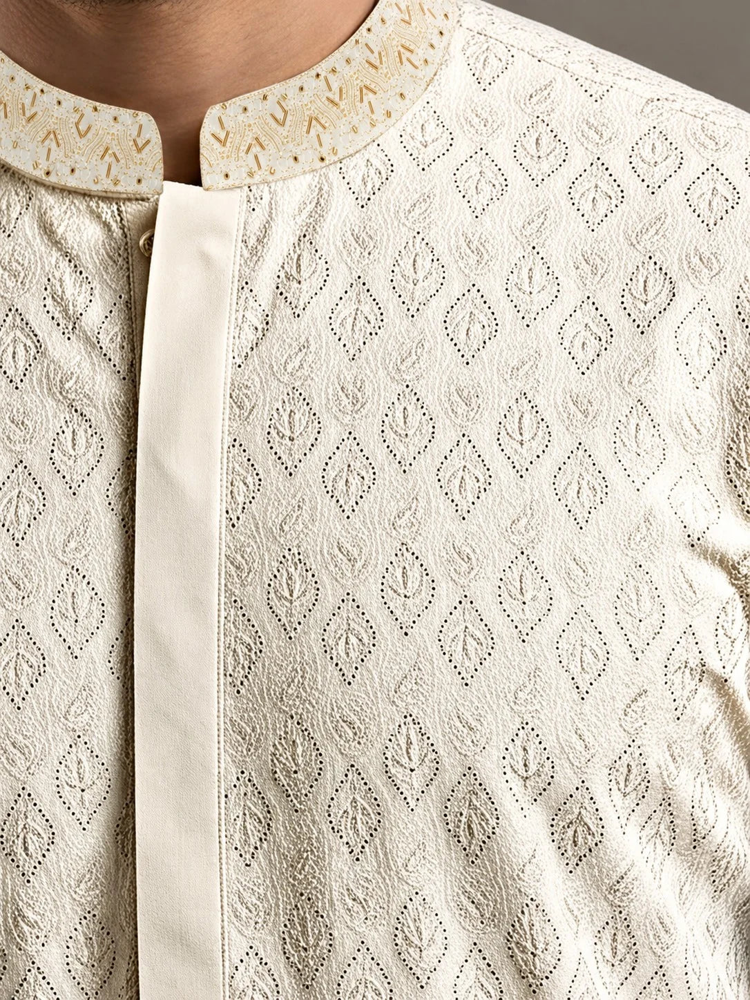 Men’s Chikankari Leaf Motif Premium Boski Unstitched