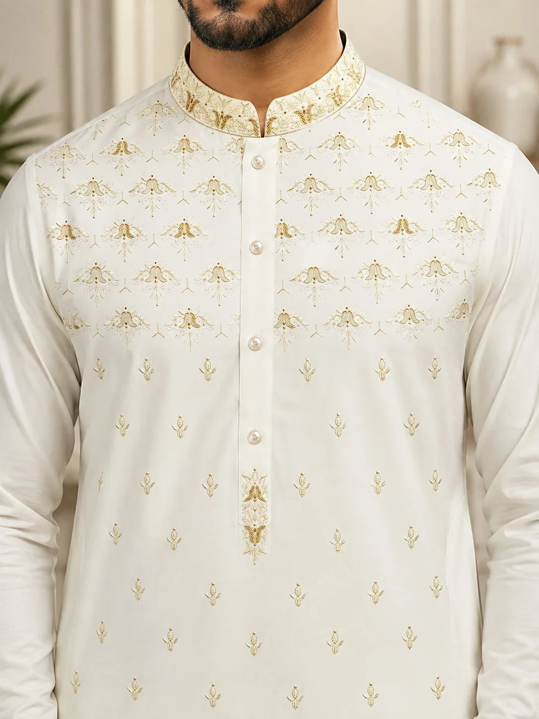 Men’s Yoke Embroidered Premium Boski Unstitched