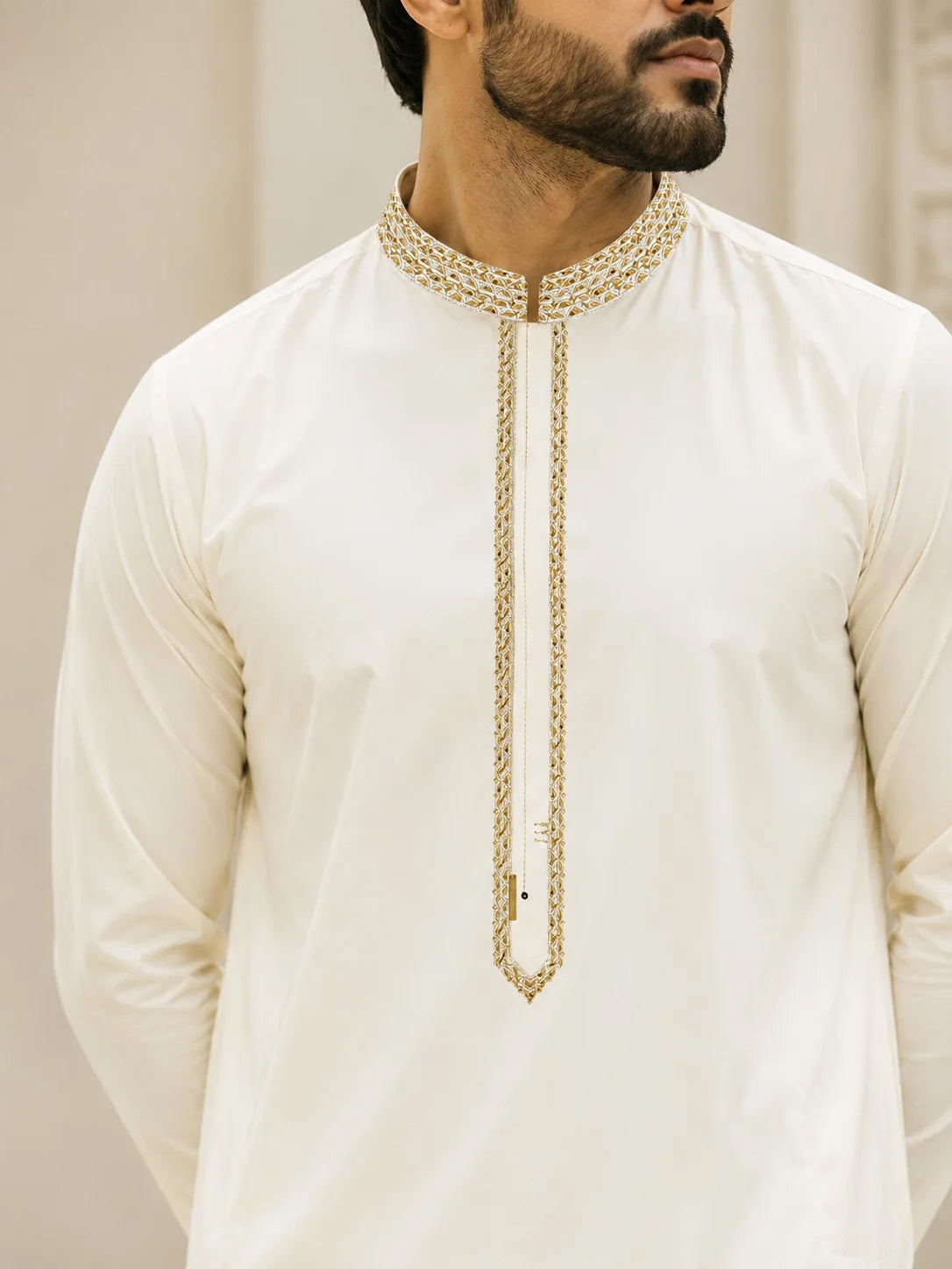 Men’s Geometric Vine Embroidered Premium Boski Unstitched