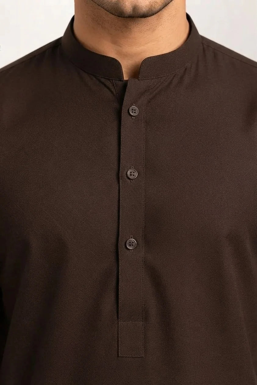 Men’s Espresso Brown Wash & Wear Unstitched