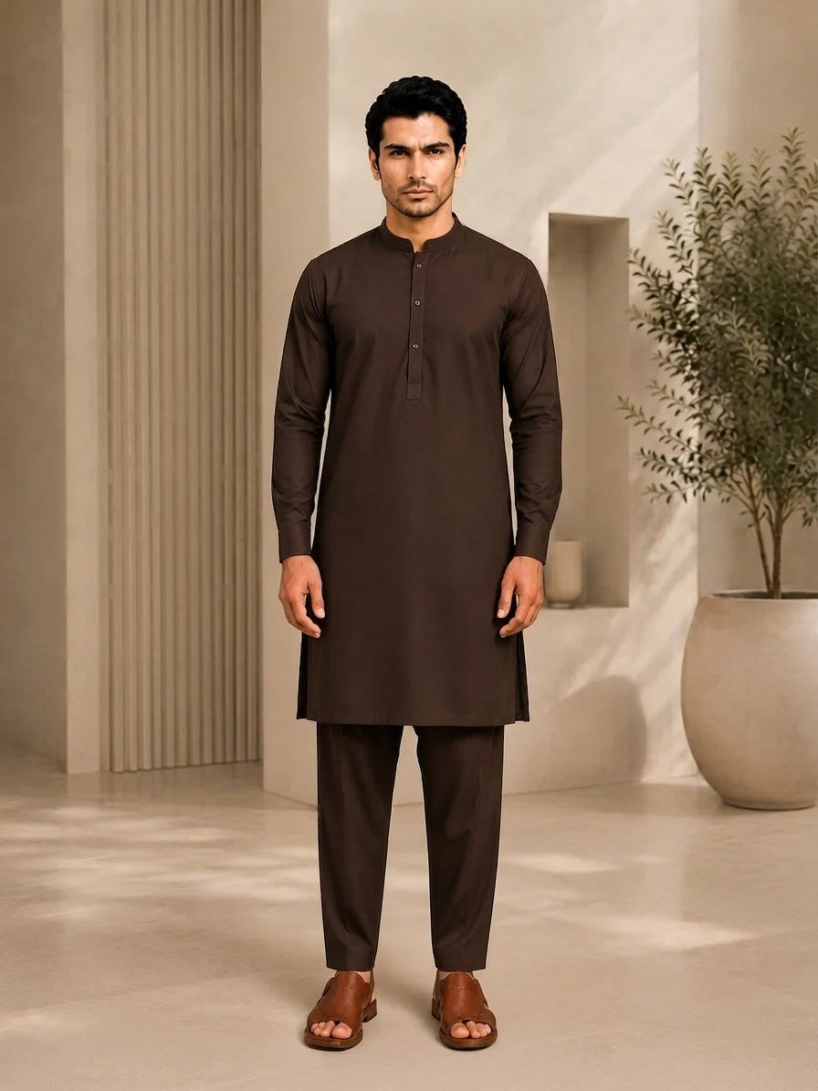 Men’s Espresso Brown Pure Cotton Unstitched
