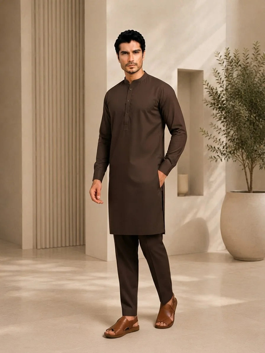 Men’s Espresso Brown Pure Cotton Unstitched