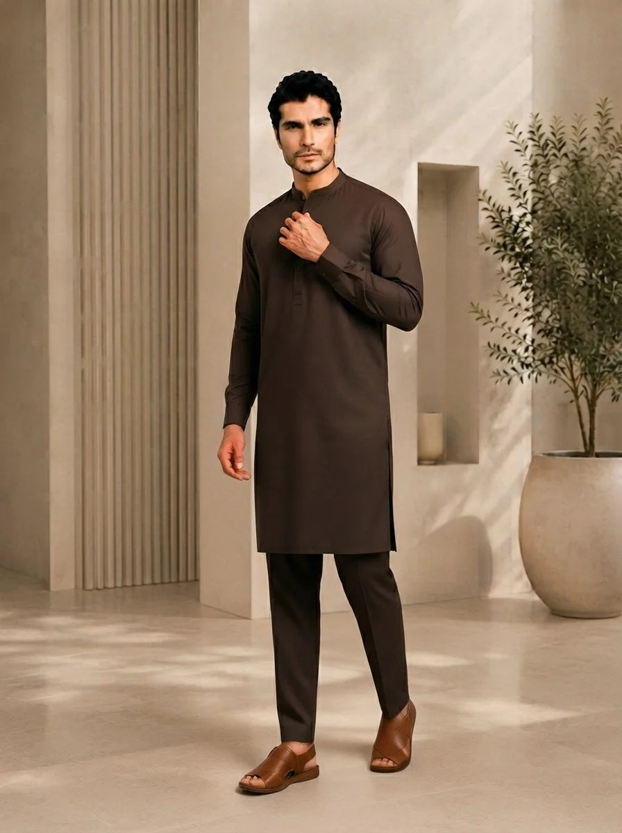 Men’s Espresso Brown Pure Cotton Unstitched