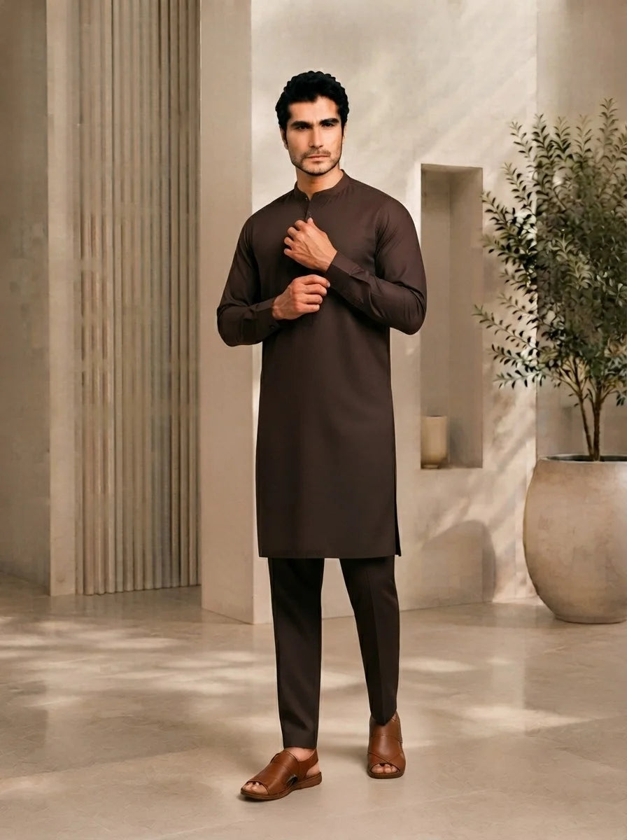 Men’s Espresso Brown Pure Cotton Unstitched