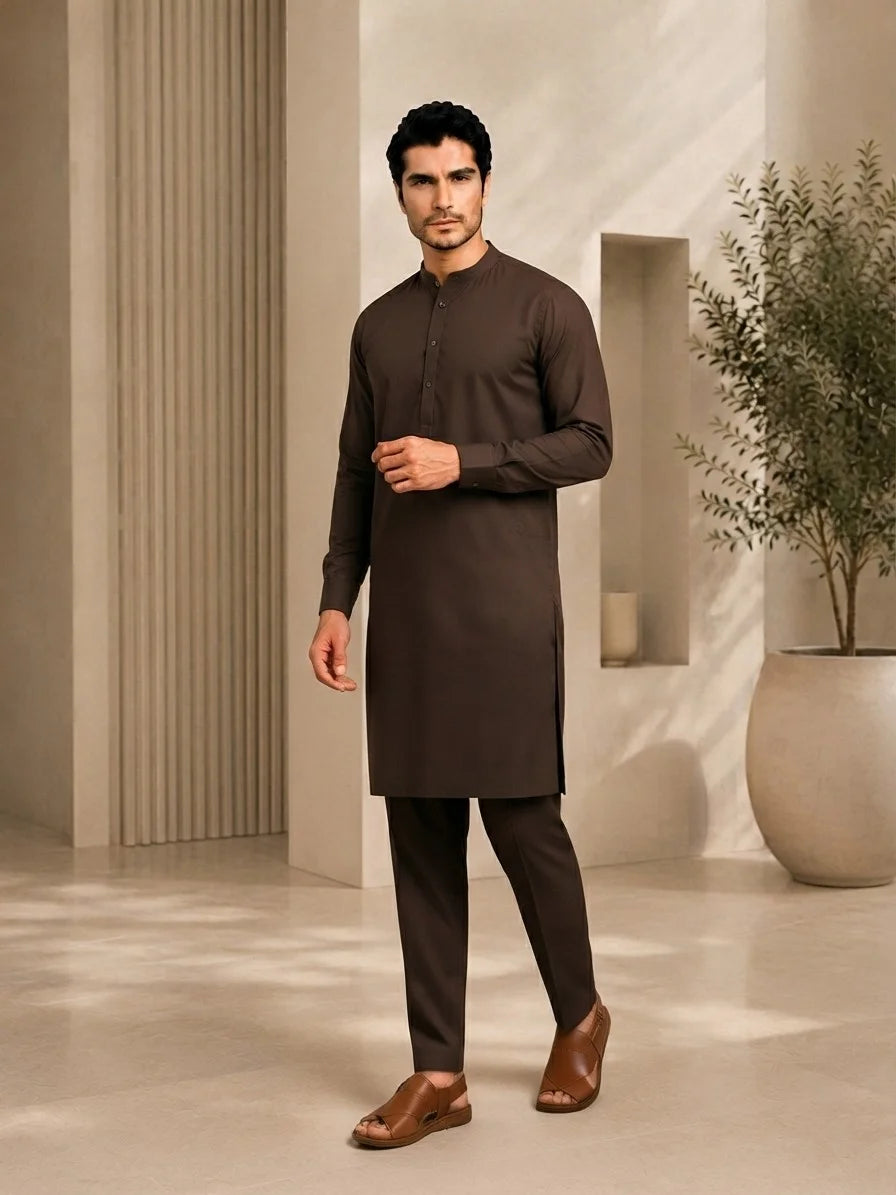 Men’s Espresso Brown Pure Cotton Unstitched