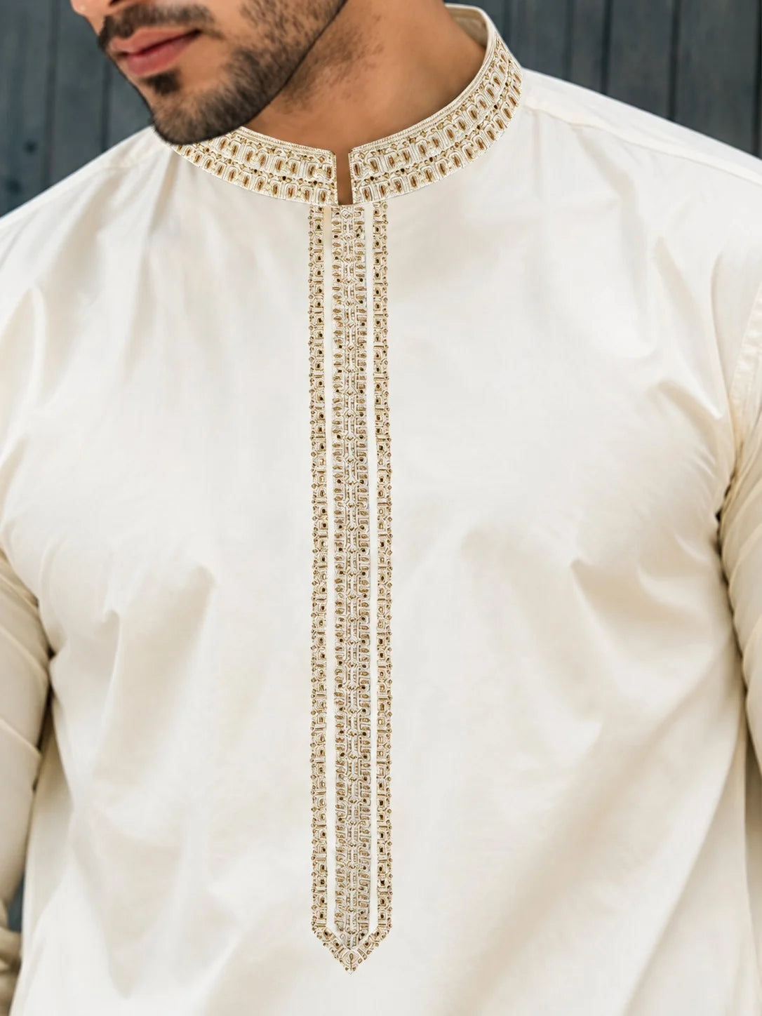 Men’s Embroidered Neckline Premium Boski Unstitched