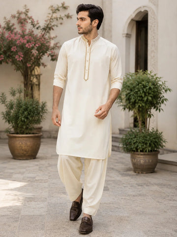 Men’s Geometric Chain Embroidered Premium Boski Unstitched