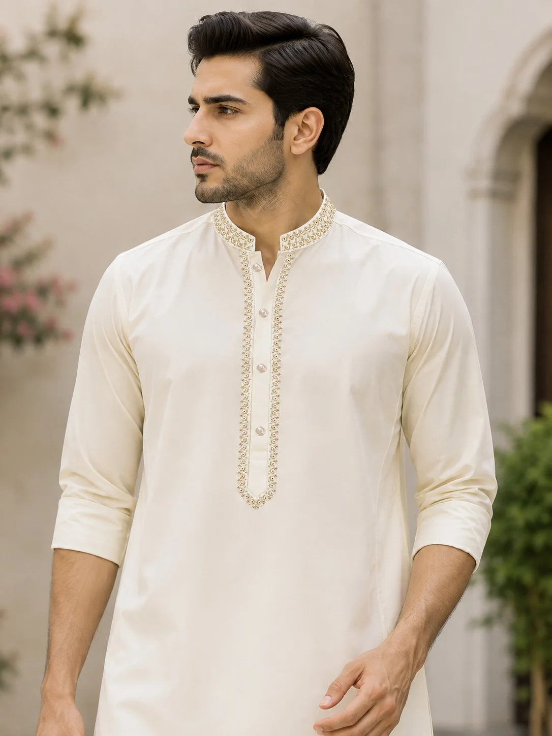 Men’s Geometric Chain Embroidered Premium Boski Unstitched