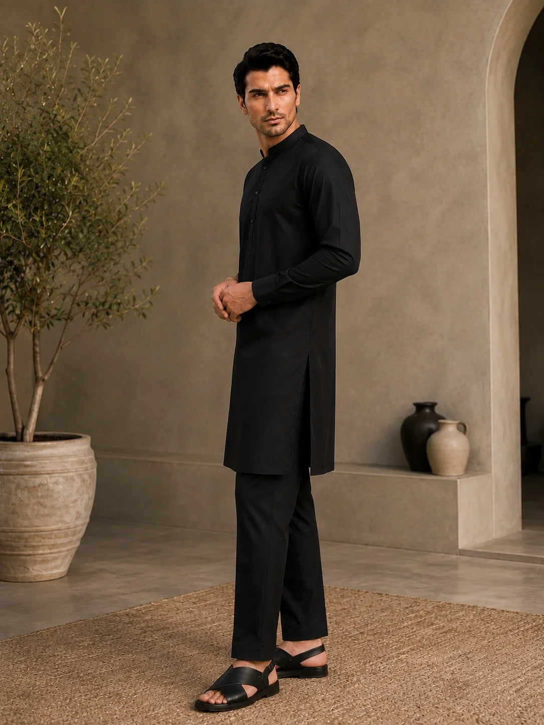 Men’s Jet Black Pure Cotton Unstitched