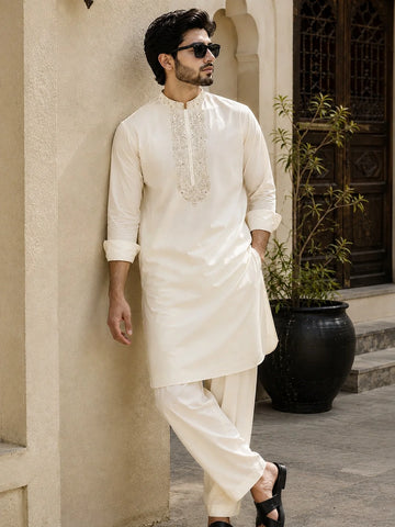 Men’s Heavy Front Embroidered Premium Boski Unstitched