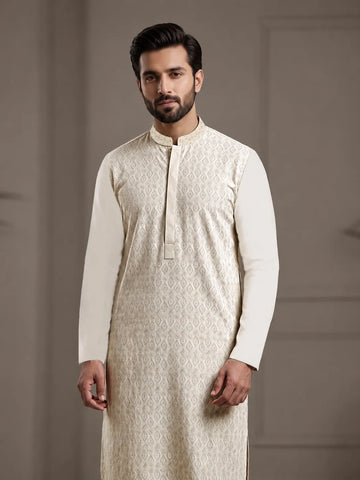 Men’s Chikankari Leaf Motif Premium Boski Unstitched